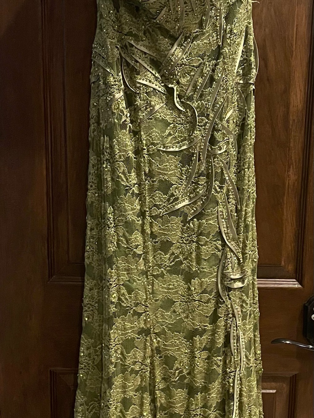 Satin Maxi Dress in Light Gold/olive green - Women Dresses Maxi